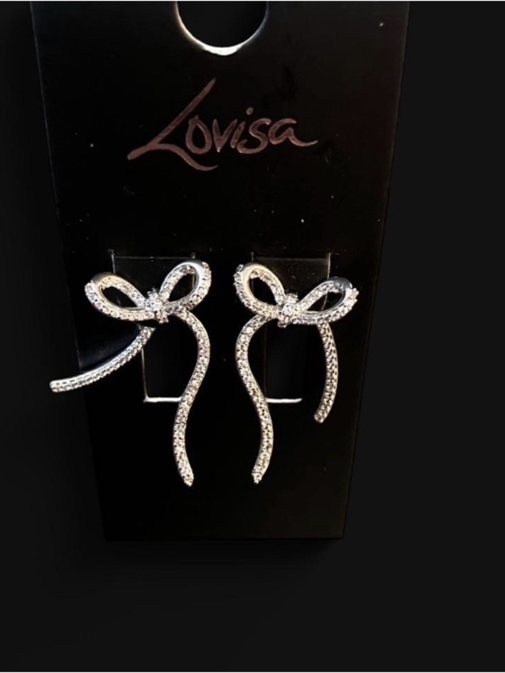Lovisa Silver Bow Crystal Drop Earrings